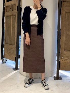 「リブT」｜「アイテム（ノーカラージャケット）」を使った、nakayama.さん（レディース・156cm）の秋コーディネート
