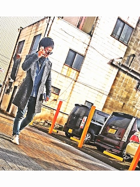 「DOWBL（ダブル）のアイテム（パンツ）」を使った、mさん（メンズ・172cm）の冬コーディネート