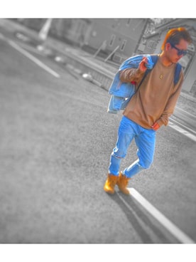 「DOWBL（ダブル）のアイテム（パンツ）」を使った、mさん（メンズ・174cm）の春コーディネート