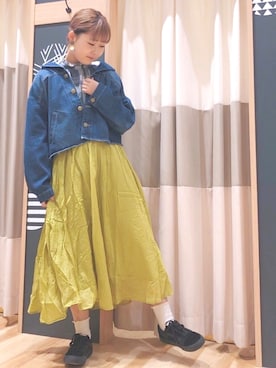 「Samansa Mos2 blue（サマンサモスモスブルー）のアイテム（その他アウター）」を使った、ｲｼｶﾜ ﾘﾎ ◎さん（レディース・159cm）の春コーディネート