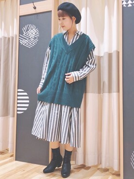 「Samansa Mos2 blue（サマンサモスモスブルー）のアイテム（ブーティ）」を使った、ｲｼｶﾜ ﾘﾎ ◎さん（レディース・159cm）の秋コーディネート