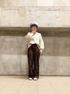 「Green　Parks（グリーンパークス）のWR ワイドコーデュロイパンツ＊（その他パンツ）」を使った、aykさん（レディース・156cm）の秋コーディネート
