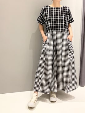 「ギンガムチェックワンピース」｜aykさん（レディース・156cm）の夏コーディネート