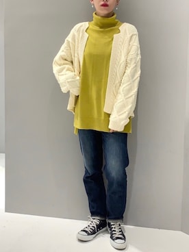 「ざっくりニットカーディガン」｜aykさん（レディース・156cm）の秋コーディネート