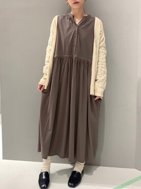 「ケーブルカーディガン」｜「アイテム（ワンピース/ドレス）」を使った、aykさん（レディース・156cm）の冬コーディネート