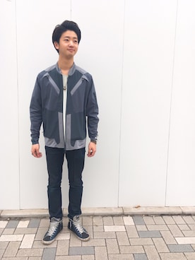 「White Mountaineering」｜「アイテム（その他アウター）」を使った、YU-TAさん（メンズ・172cm）の春コーディネート