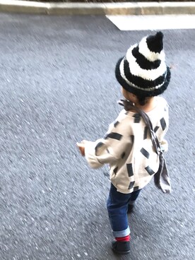 「シンプルおしゃれが好き」｜「アイテム（スリッポン）」を使った、ichiさん（キッズ・80cm）の秋コーディネート