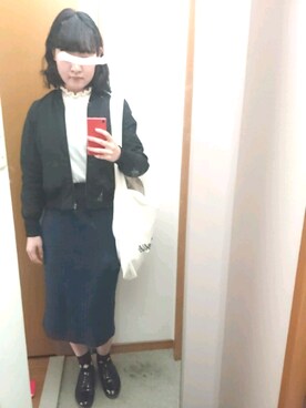 「リブニット」｜「アイテム（MA-1）」を使った、わしさん（レディース・163cm）の春コーディネート