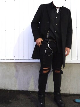 「NIKE（ナイキ）のNIKE エアフォース1 07#（スニーカー、ブラック系）」を使った、takuさん（メンズ）の冬コーディネート