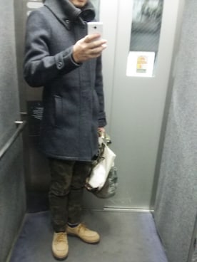 「FRYE（フライ）のアイテム」を使った、ダッフルコートさん（メンズ・168cm）の冬コーディネート