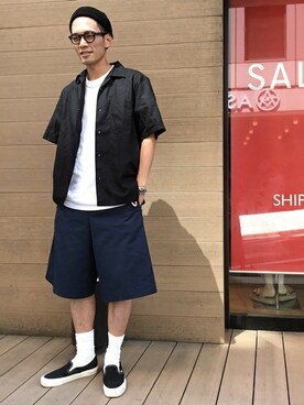 「SHIPS JET BLUE（シップスジェットブルー）のアイテム（帽子）」を使った、福山さん（メンズ・178cm）の夏コーディネート