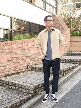 「SHIPS JET BLUE（シップスジェットブルー）のアイテム（パンツ）」を使った、福山さん（メンズ・178cm）の夏コーディネート