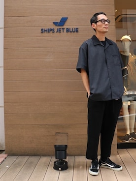 「SHIPS JET BLUE（シップスジェットブルー）のアイテム（パンツ）」を使った、福山さん（メンズ・178cm）の秋コーディネート