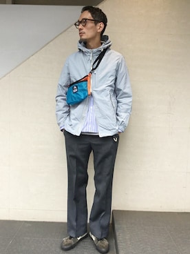 「アイテム（ブルゾン、ブルー系）」を使った、福山さん（メンズ・178cm）の春コーディネート