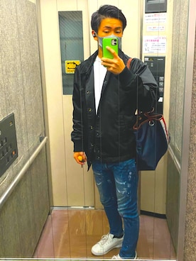 「DIESEL（ディーゼル）のアイテム（ナイロンジャケット）」を使った、リチョパさん（メンズ・174cm）の秋コーディネート
