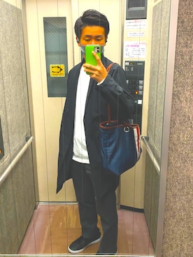 「RAGEBLUE（レイジブルー）のアイテム（ステンカラーコート）」を使った、リチョパさん（メンズ・174cm）の秋コーディネート