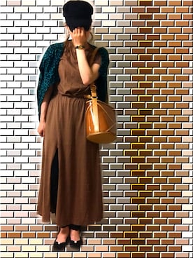 「MERCURYDUO（マーキュリーデュオ）のアイテム（トートバッグ）」を使った、ＬAＬAさん（レディース・160cm）の秋コーディネート