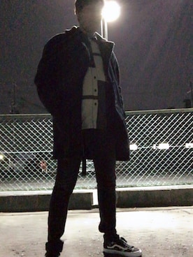 「BEAMS（ビームス）のアイテム（ムートンコート）」を使った、つったんさん（メンズ・183cm）の冬コーディネート