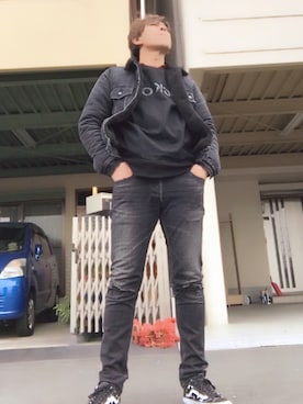 「minedenim」｜「アイテム（デニムジャケット）」を使った、つったんさん（メンズ・183cm）の春コーディネート