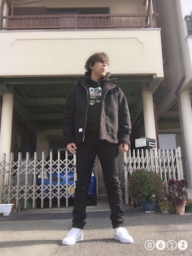 「minedenim」｜「アイテム（ミリタリージャケット）」を使った、つったんさん（メンズ・182cm）の冬コーディネート