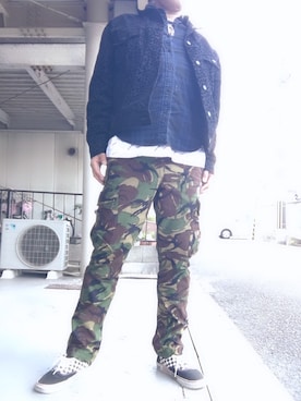 「minedenim」｜「アイテム（デニムジャケット）」を使った、つったんさん（メンズ・182cm）の春コーディネート