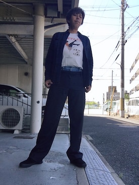 「レイヤードパンツ」｜つったんさん（メンズ・182cm）の春コーディネート