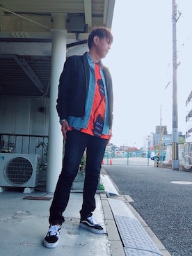「キムタク」｜「アイテム（ブルゾン）」を使った、つったんさん（メンズ・182cm）の秋コーディネート