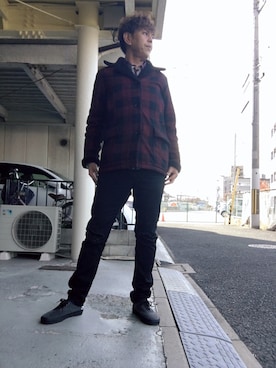 「MINEDENIM（マインデニム）のアイテム（その他アウター）」を使った、つったんさん（メンズ・182cm）の冬コーディネート