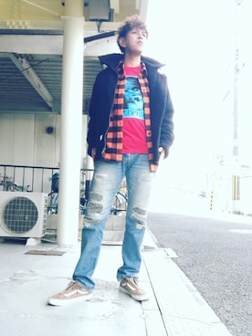 「キムタク」｜「アイテム（その他アウター）」を使った、つったんさん（メンズ・182cm）の冬コーディネート