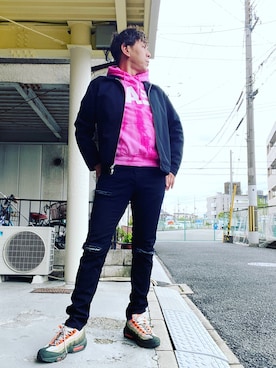 「キムタク」｜「アイテム（ブルゾン）」を使った、つったんさん（メンズ・182cm）の春コーディネート