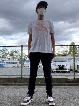 「PORKCHOP（ポークチョップ）のアイテム（キャップ）」を使った、つったんさん（メンズ・182cm）の秋コーディネート