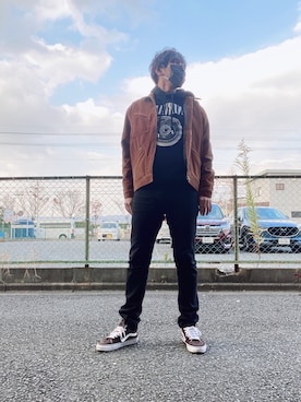 「minedenim」｜「アイテム（その他アウター）」を使った、つったんさん（メンズ・182cm）の冬コーディネート