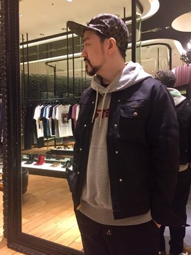 「HYSTERIC GLAMOUR（ヒステリックグラマー）のMETAL LOGO プリント パーカー（パーカー）」を使った、ＭＩＮＥさん（メンズ・168cm）の春コーディネート