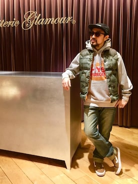 「アイテム（ダウンベスト、その他）」を使った、ＭＩＮＥさん（メンズ・168cm）の秋コーディネート