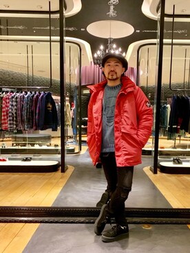 「コラボレーション」｜「アイテム（マウンテンパーカー）」を使った、ＭＩＮＥさん（メンズ・168cm）の秋コーディネート