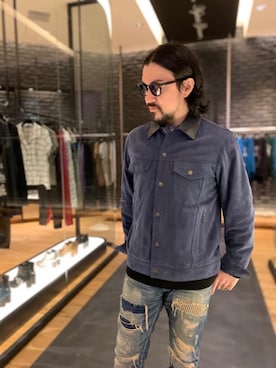 「レザーコーデ」｜「アイテム（デニムジャケット）」を使った、ＭＩＮＥさん（メンズ・168cm）の春コーディネート