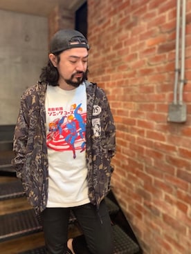 「コラボレーション」｜「アイテム（ナイロンジャケット）」を使った、ＭＩＮＥさん（メンズ・168cm）の春コーディネート