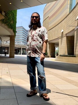 「アロハシャツ」｜ＭＩＮＥさん（メンズ・168cm）の夏コーディネート