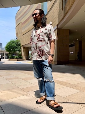 「アロハシャツ」｜ＭＩＮＥさん（メンズ・168cm）の夏コーディネート