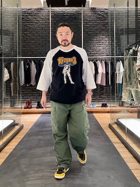 「7分袖Ｔシャツ」｜ＭＩＮＥさん（メンズ・168cm）の春コーディネート