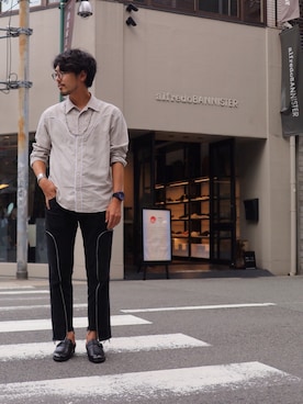 「Tendence（テンデンス）のアイテム」を使った、明賀健太さん（メンズ・178cm）の秋コーディネート