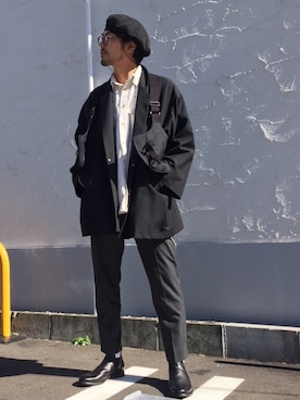 「ink（インク）のアイテム（その他アウター）」を使った、明賀健太さん（メンズ・178cm）の冬コーディネート