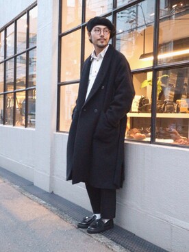 「SLACK FOOTWEAR（スラックフットウェア）のアイテム」を使った、明賀健太さん（メンズ・178cm）の冬コーディネート