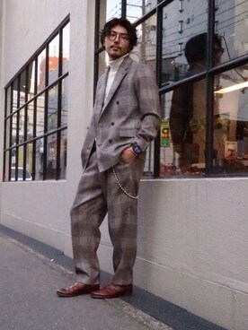 「Tendence（テンデンス）のアイテム」を使った、明賀健太さん（メンズ・178cm）の冬コーディネート