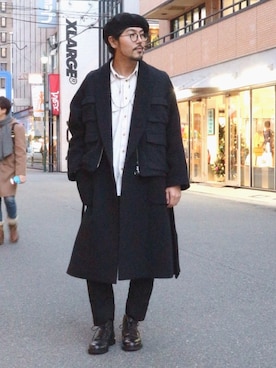 「MONKEY TIME（モンキータイム）のアイテム（トップス）」を使った、明賀健太さん（メンズ・178cm）の冬コーディネート