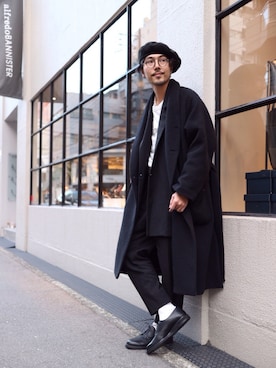 「BASISBROEK（バシスブルック）のアイテム（ジャケット/アウター）」を使った、明賀健太さん（メンズ・178cm）の冬コーディネート