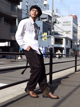 「FENDI（フェンディ）のアイテム」を使った、明賀健太さん（メンズ・178cm）の冬コーディネート