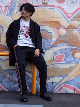 「BASISBROEK（バシスブルック）のアイテム（ジャケット/アウター）」を使った、明賀健太さん（メンズ・178cm）の冬コーディネート