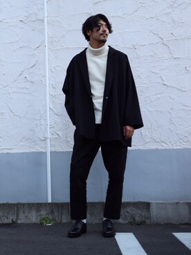 「BASISBROEK（バシスブルック）のアイテム（ジャケット/アウター）」を使った、明賀健太さん（メンズ・178cm）の冬コーディネート