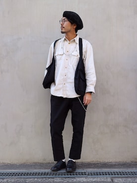 「BASISBROEK（バシスブルック）のアイテム」を使った、明賀健太さん（メンズ・178cm）の冬コーディネート